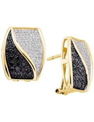 1 cttw 14k Yellow Gold Ladies Fashion Yin Yang Earrings Black Diamond Ladies Fashion Yin Yang Earrings (Real Diamonds: 1 cttw)