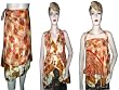 Atomic Tangerine Multi Wear Silk Sari Mini Wrap Skirts Dress 18"