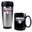 Atlanta Hawks Stainless Steel Travel Tumbler & Black Ceramic Mug Set - Primary Logo NBA Basketball