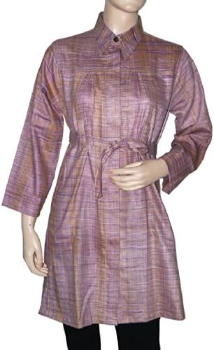 Long Khadi Kurta Blouse Made By Stripped Cotton Collar Neck Line Size Xxl By Rajrang