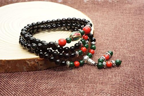 Multilayer Mala Beads Black Obsidian Prayer Bracelet 6mm