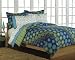 Boys Teen Blue and Green Retro Circles Comforter Set