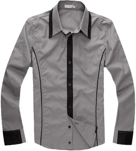 Partiss Mens Long Sleeve Dress Shirt,Large,Gray