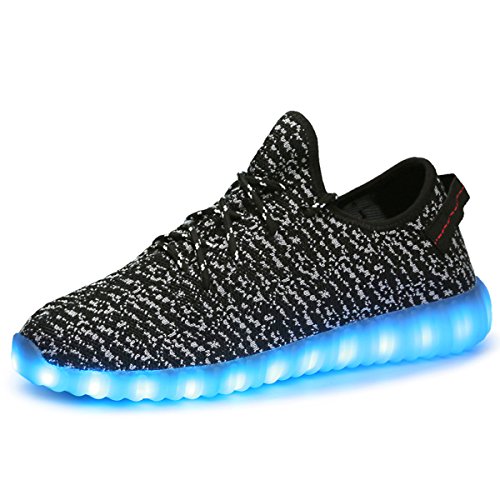 Dear-Queen 7 Colors Unisex LED Shoes Luminous Flashing USB Charging Sneakers Colorful Light Up Glowing Casual Flat Shoes