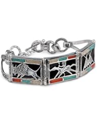 Sterling Silver Multi-Gemstone Inlay Storyteller Bracelet
