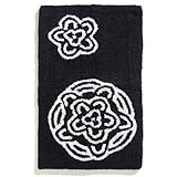IMAGE OF Ruia Home Chrysanthemum Cotton Reversible Bath Rug, Black/White