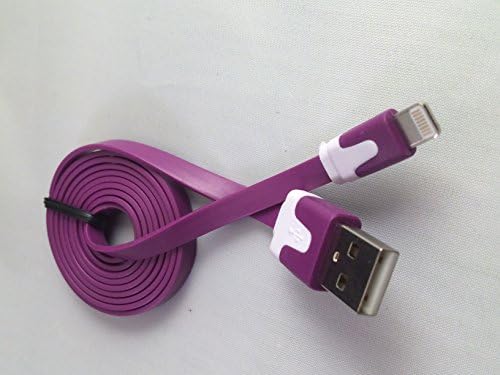 1x 8 Pin (Lightening) 3ft (1m) Flat Noodle [ Purple ] Charging/Sync Cable