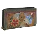 Anuschka Ladies Clutch Wallet-Premium Hibiscus Antique