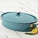 Rachael Ray Cucina Nonstick Sauce Pan/Saucepan/Oval Sauteuse with Lid, 5 Quart, Agave Blue