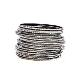 Gold Black and Silver Textured Bangle Bracelet 20-Pack