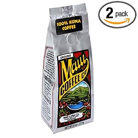 Maui Coffee Company 100% Kona Coffee (Ground), 8-Ounces (Pack of 2)