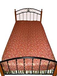 Red Gold Kashmir Pashmina Bedspreads Indian Bedding Twin Size Bed Throw