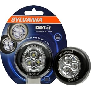 Sylvania 36008 DOT-it Self-Adhesive Bright White LED Light, Black by