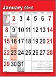 One month to view 2012 wall hanging spiral black and red calendar with week number