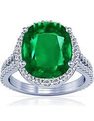18K White Gold Cushion Cut Emerald Ring With Sidestones (GIA Certificate)