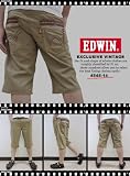 EDWIN/エドウィン404XVSウエスタン刺繍入りジッパーポケットベージュチノハーフパンツ