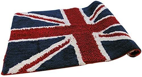 Union jack bath mat rug 100% cotton washable tufted bath mat 50 x 80 cms navy blue poppy red white great gift ideas bling sparkle by Otthon Home