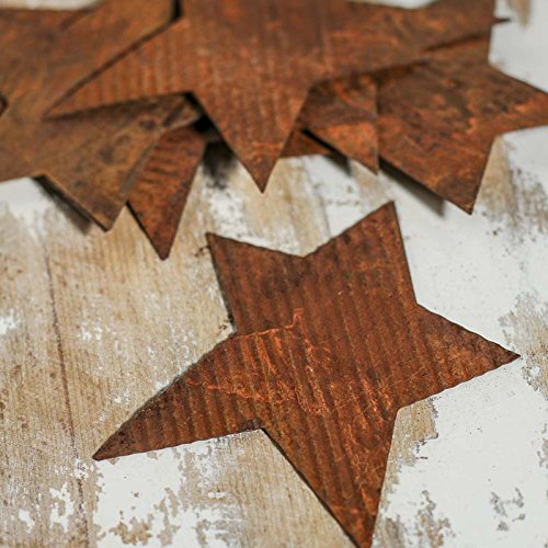 Group of 12 Rusty Corrugated Tin Primitive Star Cutouts for Crafting Creating and Decorating