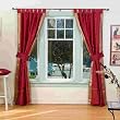 Indo Maroon Tab Top Sari Sheer Curtain (43 in. x 84 in.) with matching tieback
