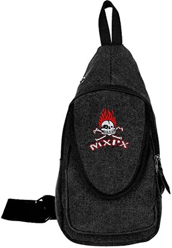 PPTIEO Punk Band Mxpx All Stars Skull Logo Cool Outdoor Sports Casual Canvas Unbalance Backpack Crossbody Sling Bag Shoulder Bag Chest Bag