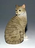 CAT Gray Stripes British Shorthair Resin Sits looks back FIGURINE 5249
