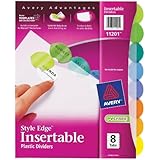 Avery Style Edge Insertable Plastic Dividers, 8-Tabs, 1 Set (11201)