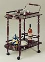 Traditional Cherry Finish Wood Serving Cart w/Brass Accents
