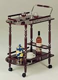 Traditional Cherry Finish Wood Serving Cart w/Brass Accents