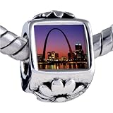 Night Scene Photo Flower European Charm Bead - Pandora & Bracelet Compatible