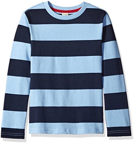 Scout + Ro Boys' Long Sleeve Stripe Shirt, Alaskan Blue/Navy, 8