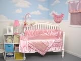 Boutique Pink Asian Silky 10pcs Baby Crib Bedding Set