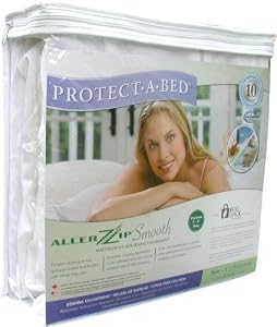 AllerZip Smooth Anti-Allergy & Bed Bug Proof Mattress or Box Spring Encasement - Queen Size (Depth 7 - 12