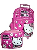 Hello Kitty Large Rolling Wheels Luggage Backpack Bag and Lunchbox Lunch Set