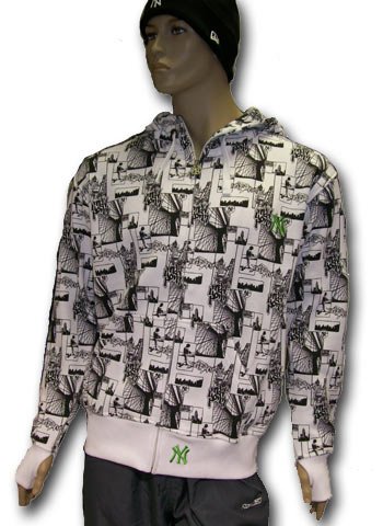 Kapuzen Zip-Weste New York Yankees weiss/schwarz