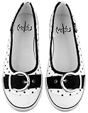 NOTW (Not Of This World) Women's White Polka Dots Buckle Ballet Flat Shoes