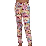 Lipstik Girls Pink Multi Retro Print Full Leggings 5