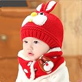 FIRE START　選べる4色 ニット帽子&マフラー セット耳まであったかキャップ ベビー キッズ 子供用 ニットキャップかわいい  赤ちゃんニット帽誕生日 出産祝い 記念写真の衣装にベビー 防寒帽