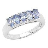 1.30 Carat Genuine Tanzanite Sterling Silver Ring