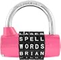 Wordlock PL-001-PK 5-Dial Padlock, Pink