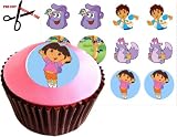 12 DORA THE EXPLORER 38mm (1.5 Inch) PRE-CUT Cake Toppers Edible Rice Paper Cupcake Decoration 151