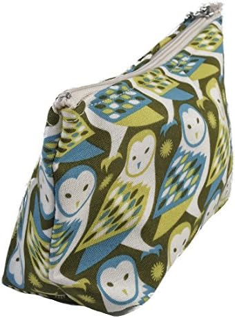 Dana Herbert Lily Small Lined Cotton Cosmetic Bag Owl Print