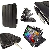 iGadgitz Black 'Guardian' Genuine Leather Case Cover for HTC Flyer / Evo View 4G 7