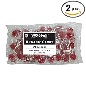 Pure Fun Organic Candy Go Goji Berry Pure Pops, 24-Ounce Packages (Pack of 2)