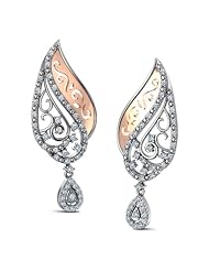 Diamond (0.69 Ct, IJ-SI), 18 Kt White & Rose Ornate Jewel Earrings