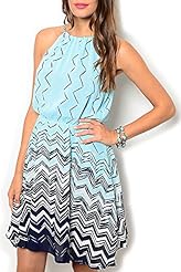 Polyester Halter Chevron Print  Dress
