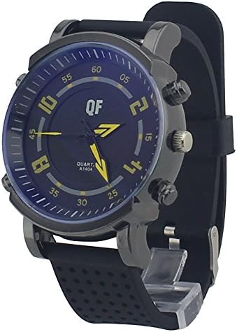 Unisex Couples Ladies Trendy Large Analog Watch Black Dial Yellow Pointers#WSY8008M.05A