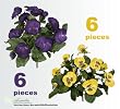 Twelve 10" Pansy Artificial Silk Flower Bushes _Yellow and Violet Blue