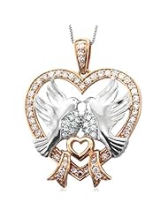 10k Gold Heart Love Bird Diamond Pendant Necklace (HI, I, 0.50 carat)
