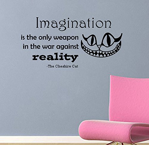 Cheshire Cat Quote - Imagination Is the Only Weapon in the War Against Reality Wall Decal- Black (24