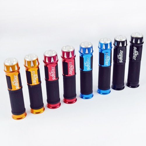 Sdldler Color Aluminum BAR + Comfy Soft Grips Cycling LOCK-ON Bicycle Handlebar Bike Grips + Bar End Luminous Lights (Gold (a pair))